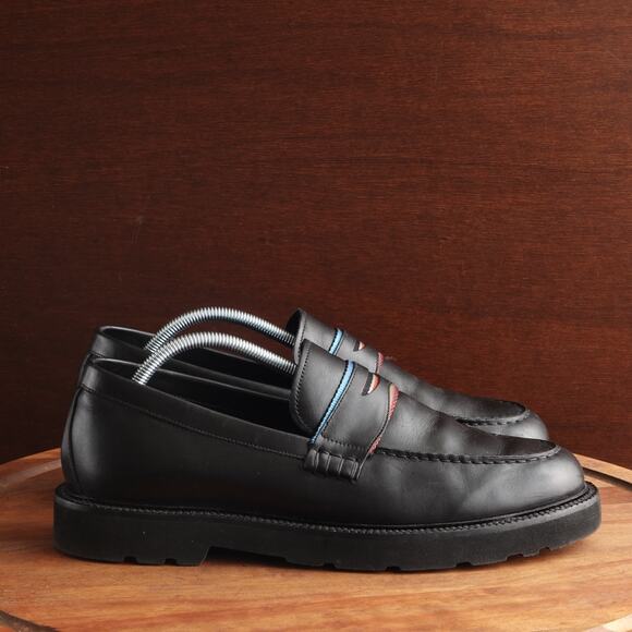 Paul Smith Loafers Mens Size 10 Black Bishop Leather Penny Slip On Dress Shoes - Picture 1 of 14
